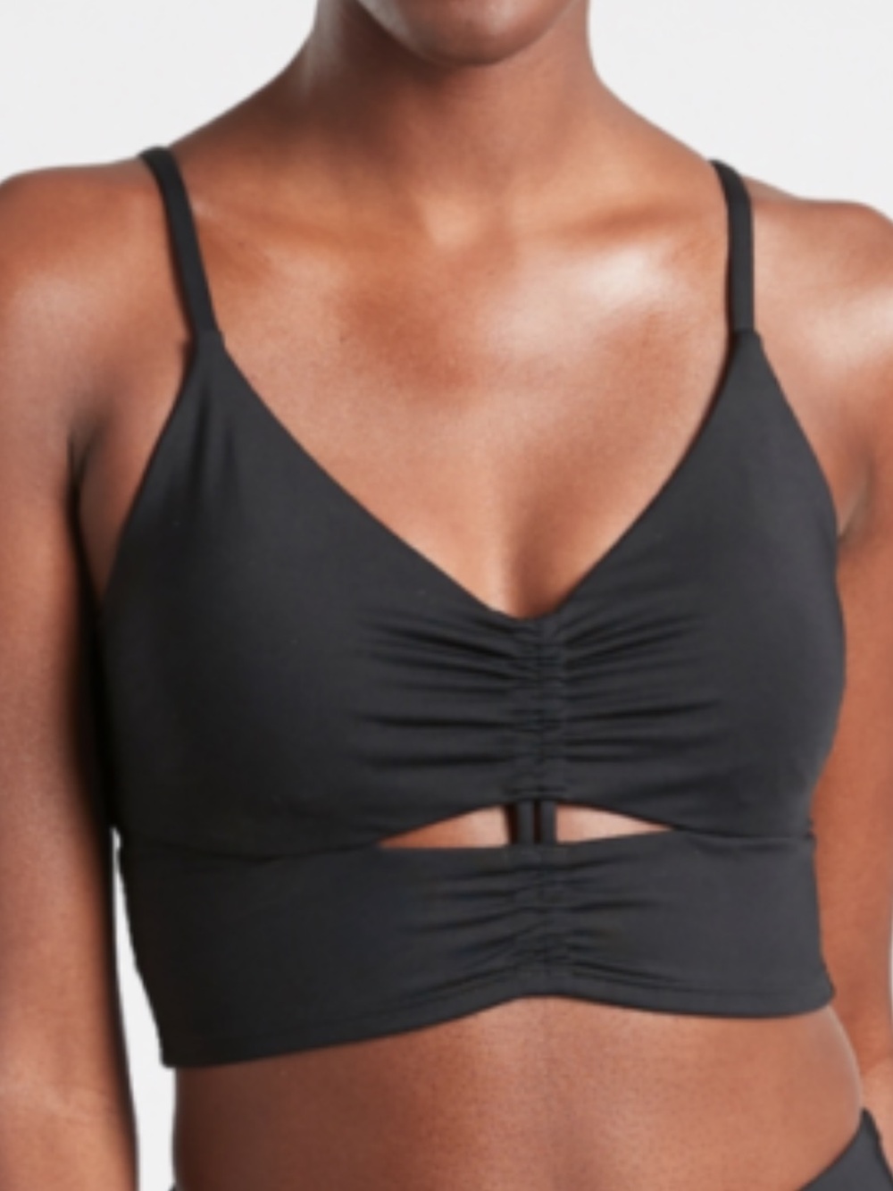 Athleta Black Ruched Front Bralette Size Small